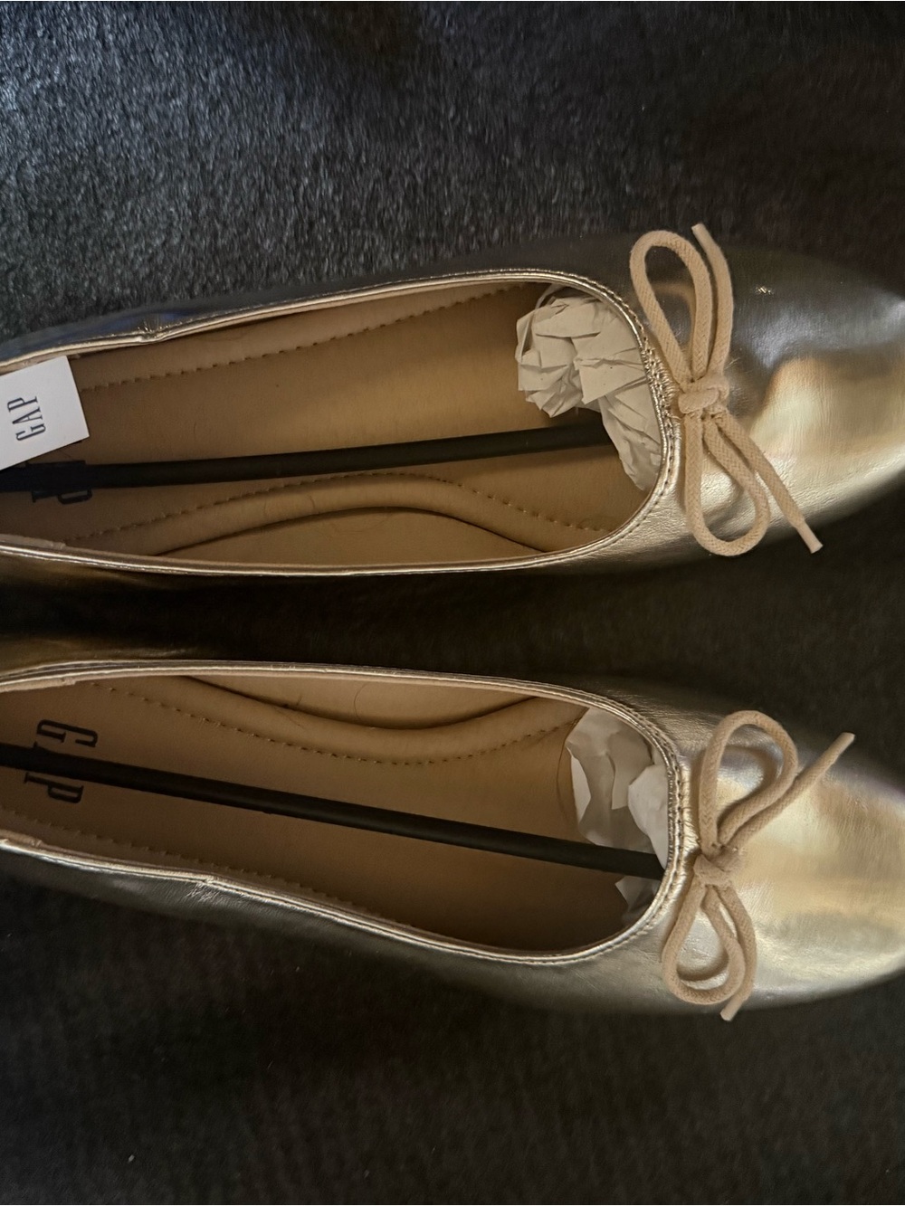 GAP Metallic Gold Bow Ballet Flats